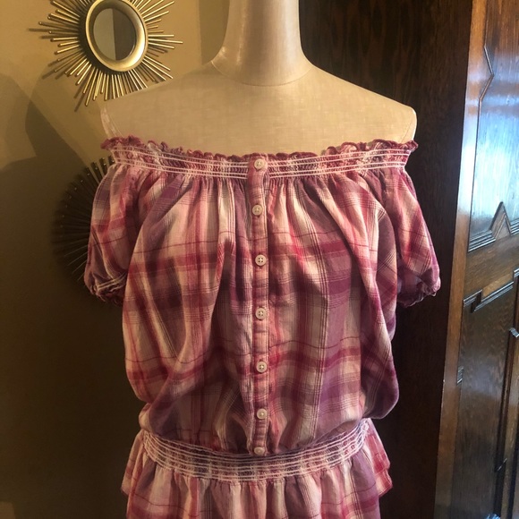 SALE Plaid Peasant Style Blouse - Picture 3 of 9